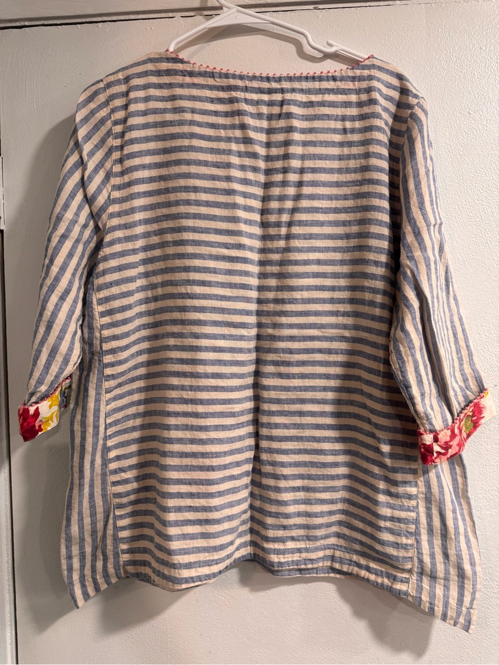 J Jill Love Linen Tunic Striped Embroidered Size Large - Picture 3 of 7